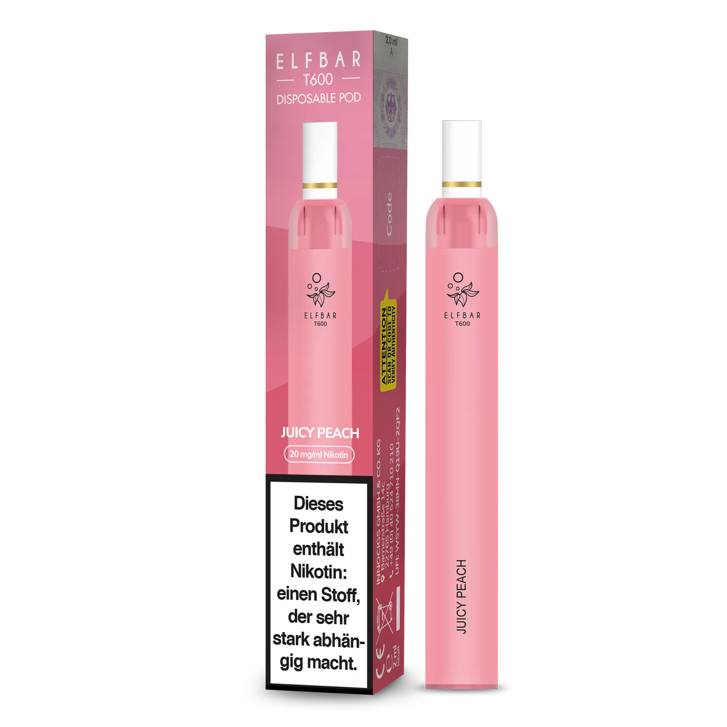 Elfbar T600 Einweg E-Zigarette mit Filter 20mg Nikotin