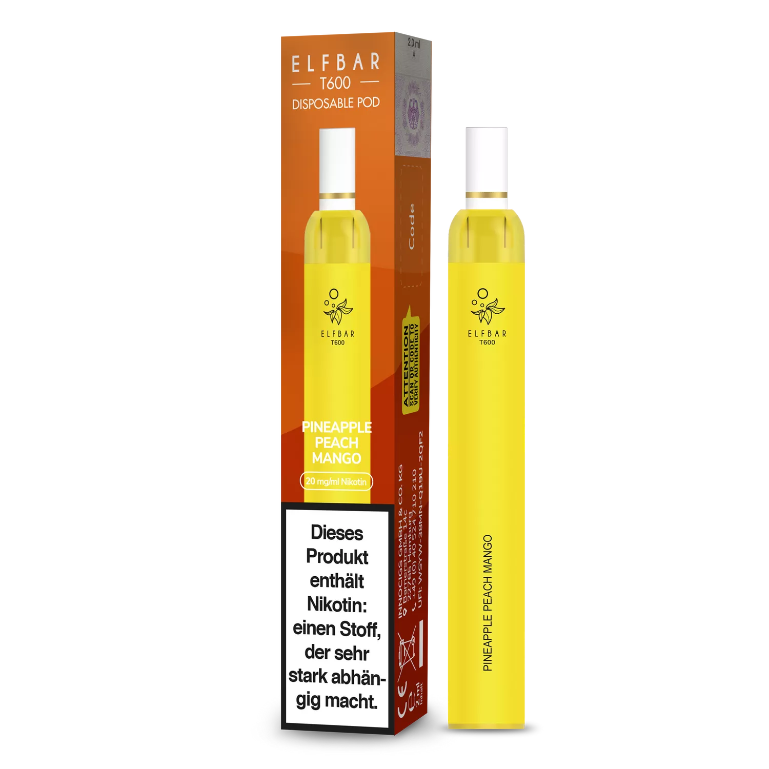Elfbar T600 Einweg E-Zigarette mit Filter 20mg Nikotin